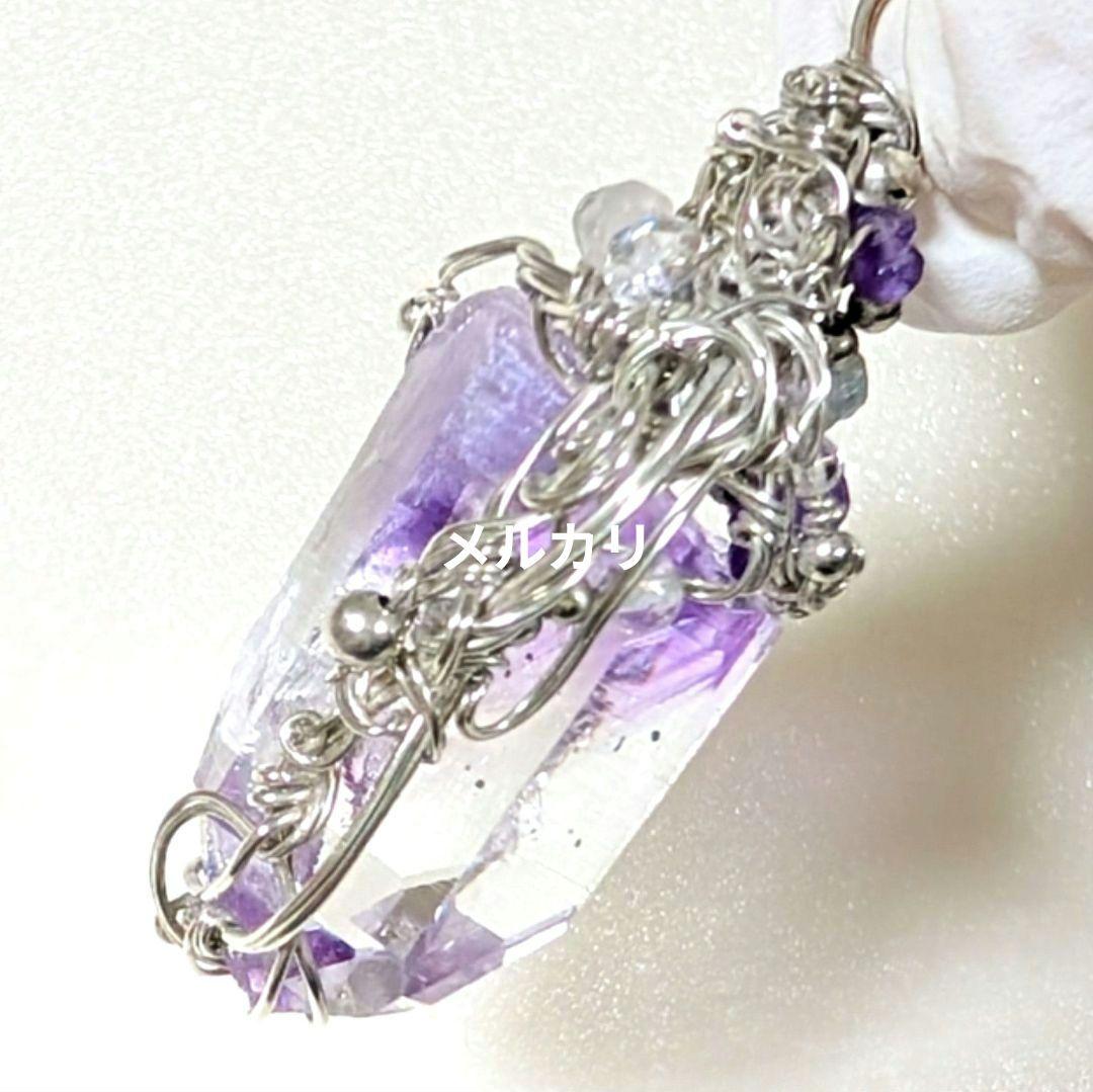 希少ファントムアメジスト アルゲンティウムシルバー ワイヤーアート ペンダント