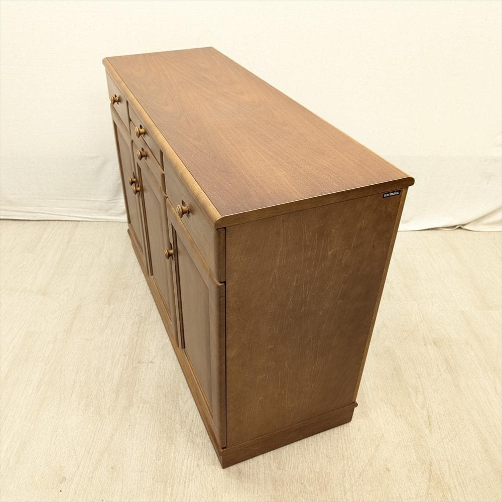 美品　カリモク　キッチンカウンター　食器棚　レンジ台　レンジボード　家電収納