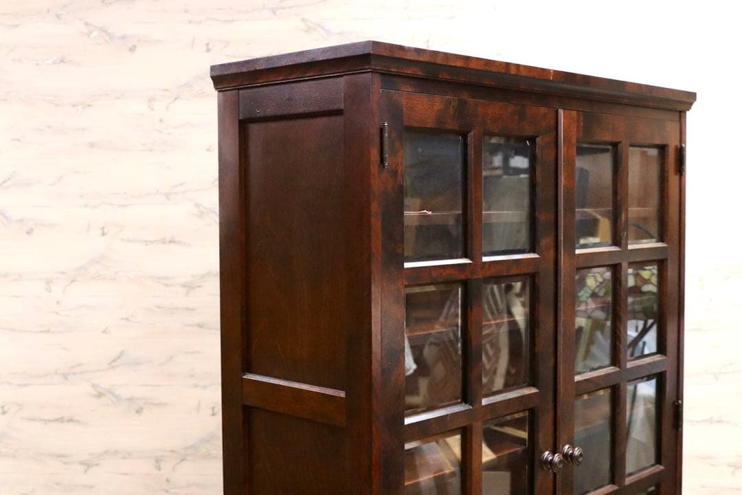 GMHN124○北海道民芸家具 書棚 本棚 水屋棚 キャビネット 飾り棚 樺材