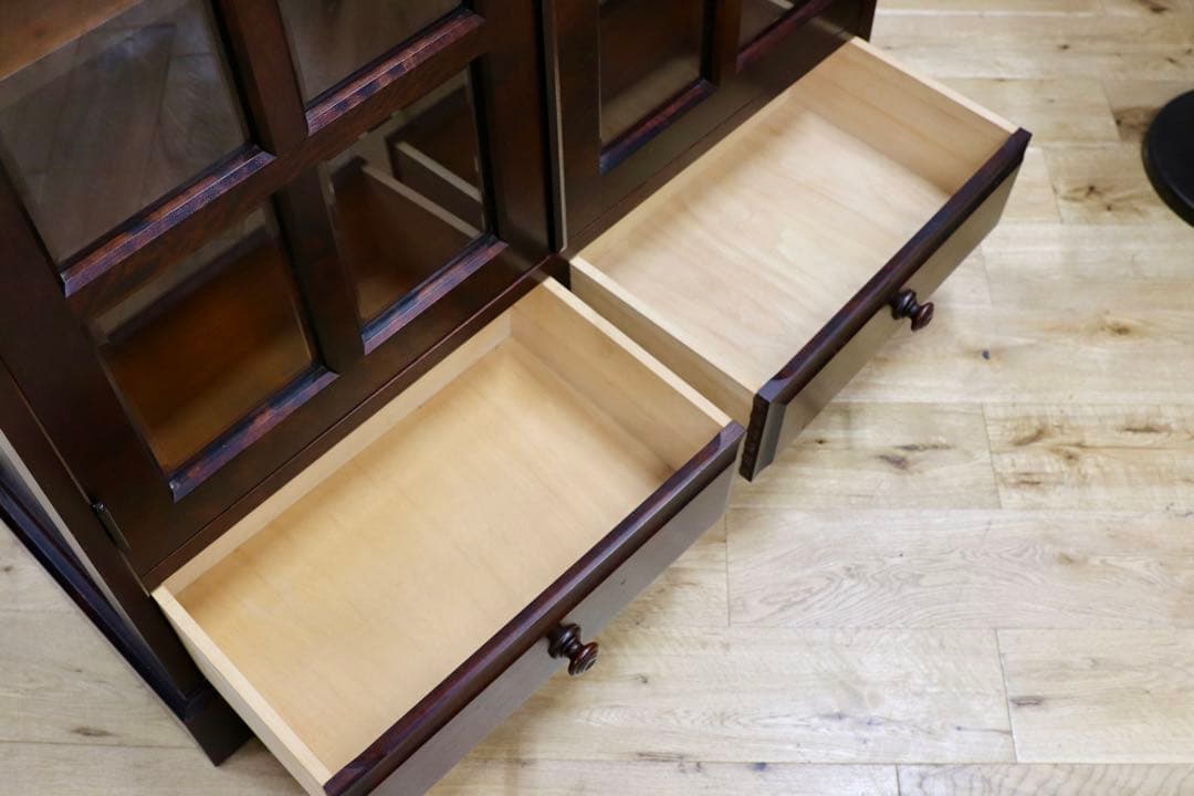 GMHN124○北海道民芸家具 書棚 本棚 水屋棚 キャビネット 飾り棚 樺材