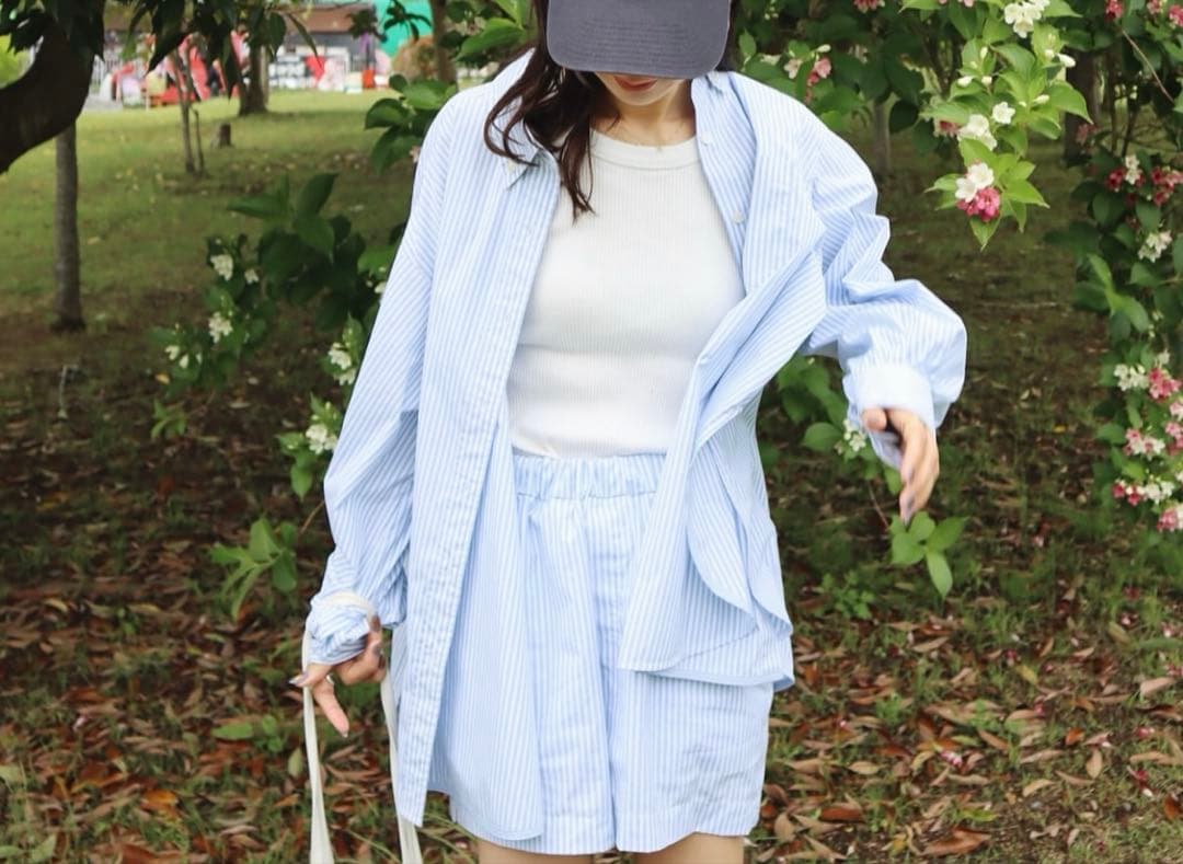 【新品未使用】epa ストライプシャツ&ショートパンツ