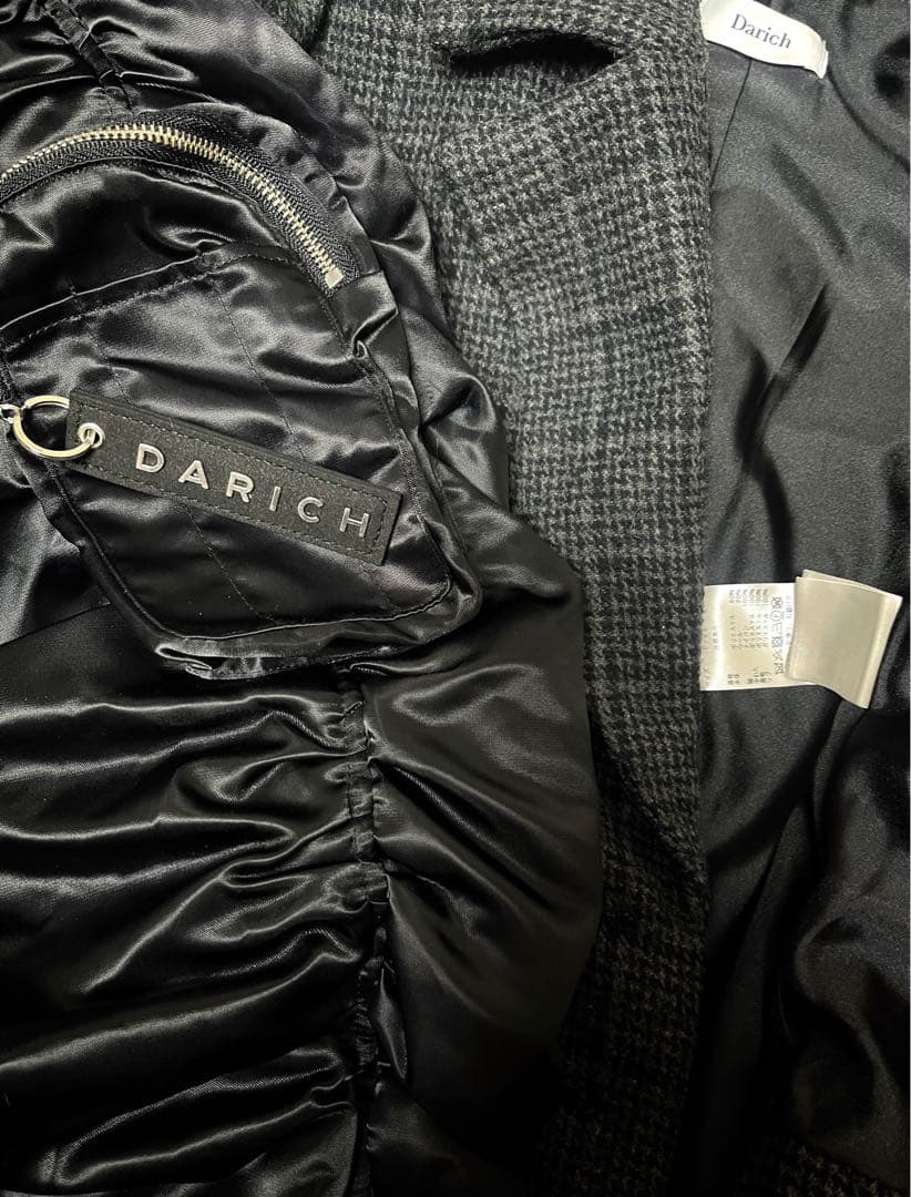 Darich 異素材リメイクデザインオーバーサイズma-1チェックコート