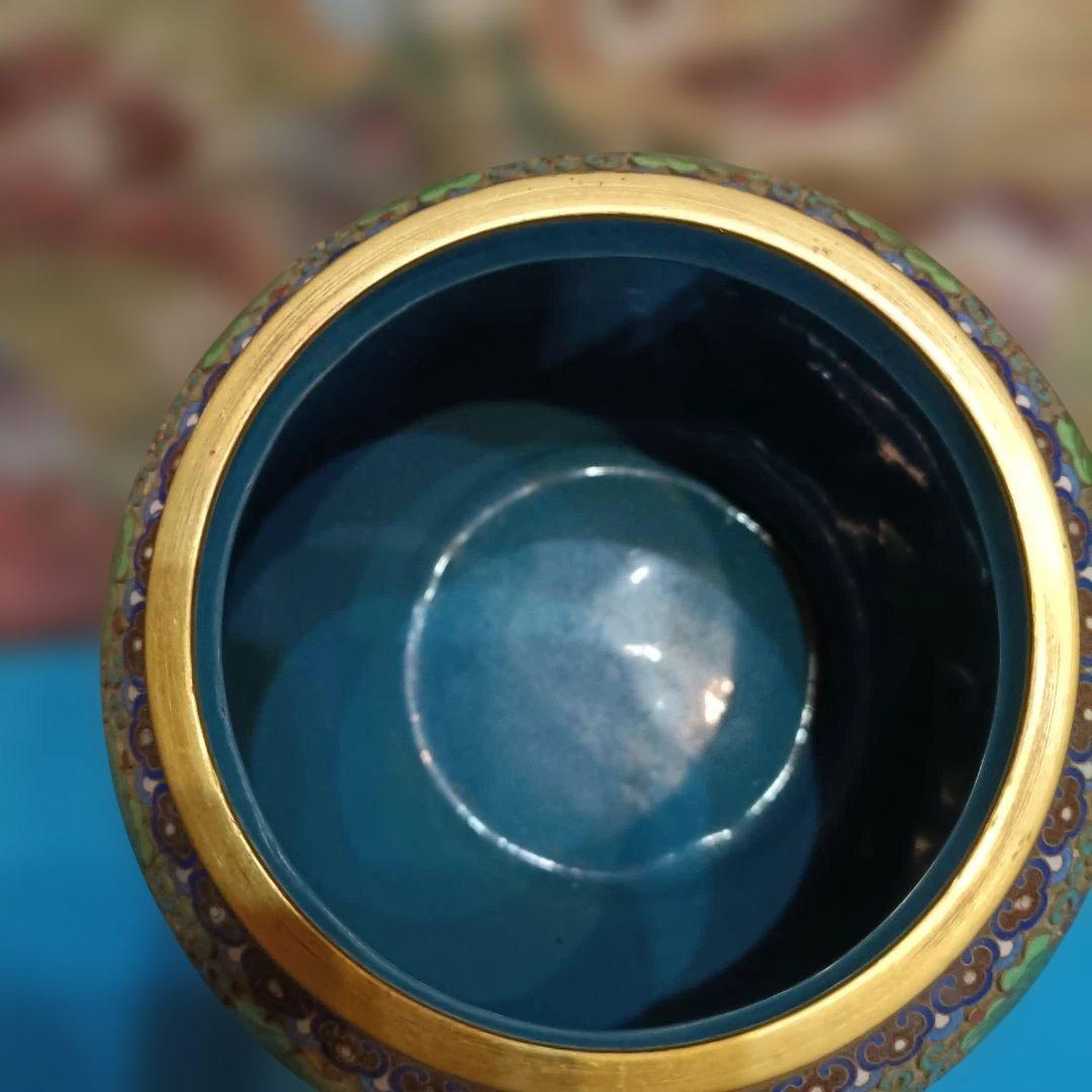 中国美術　七宝焼（景泰藍）金獅子香炉.沈香壺 昭和レトロアンティーク