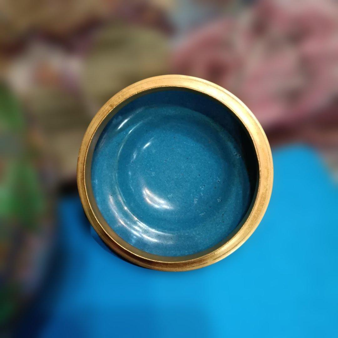 中国美術　七宝焼（景泰藍）金獅子香炉.沈香壺 昭和レトロアンティーク