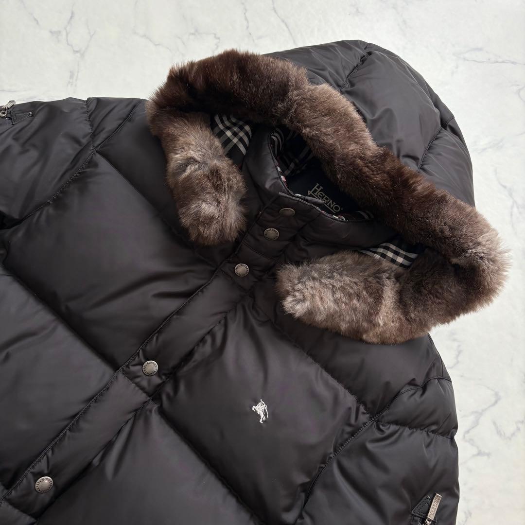 バーバリーブラックレーベル 2WAY ダウンジャケット Lサイズ ファー