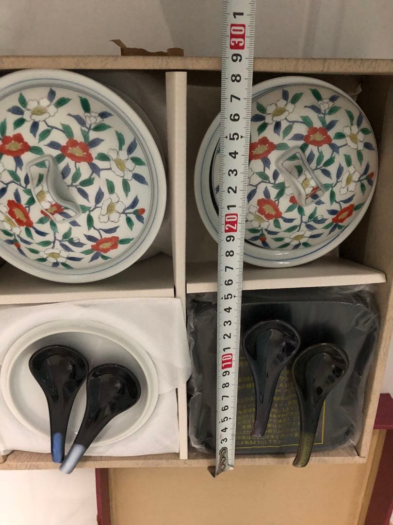 蓋つき煮物椀5個セット 花柄、新品