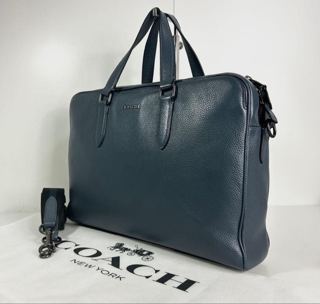 ✅【美品】定価12万　メンテ済み　コーチ　ビジネスバッグ　COACH ネイビー