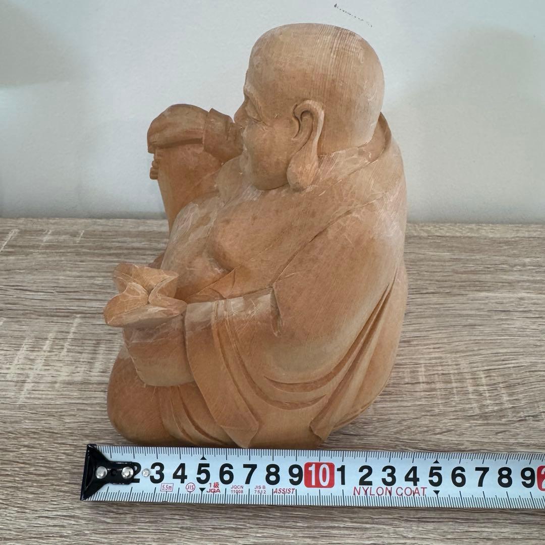 布袋様 木彫り 置物 布袋さん 七福神 金運アップ 商売繁盛