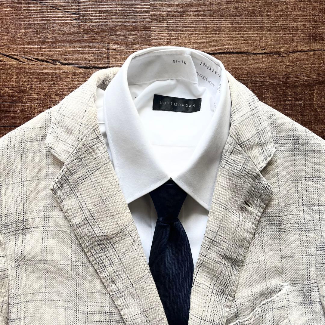 <良品>LARDINI 春夏 麻 コットン ホワイト ジャケット サイズ50