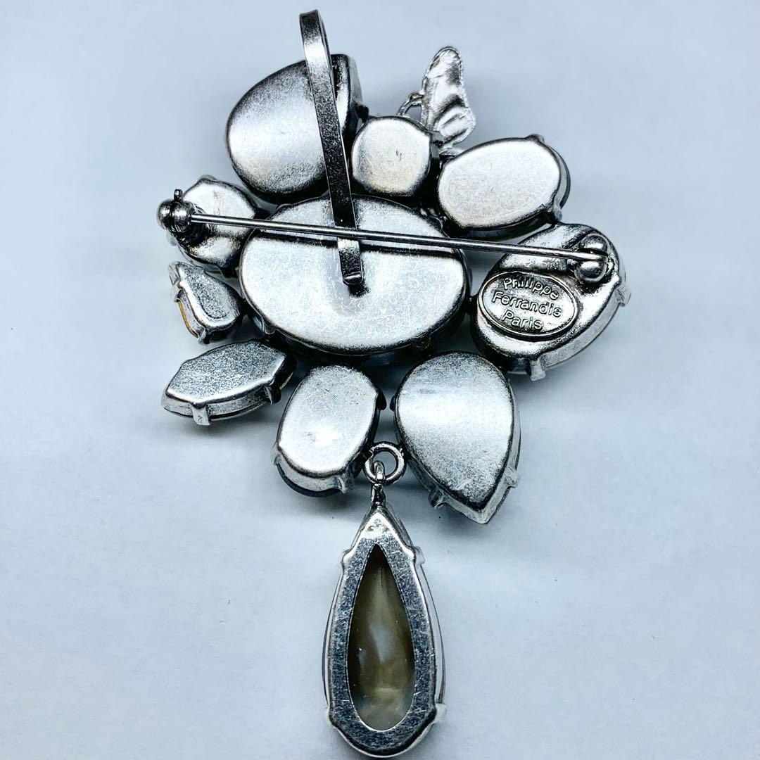 希少 フィリップフェランディス ブローチ ビジュー 蝶装飾 クリスタルストーン