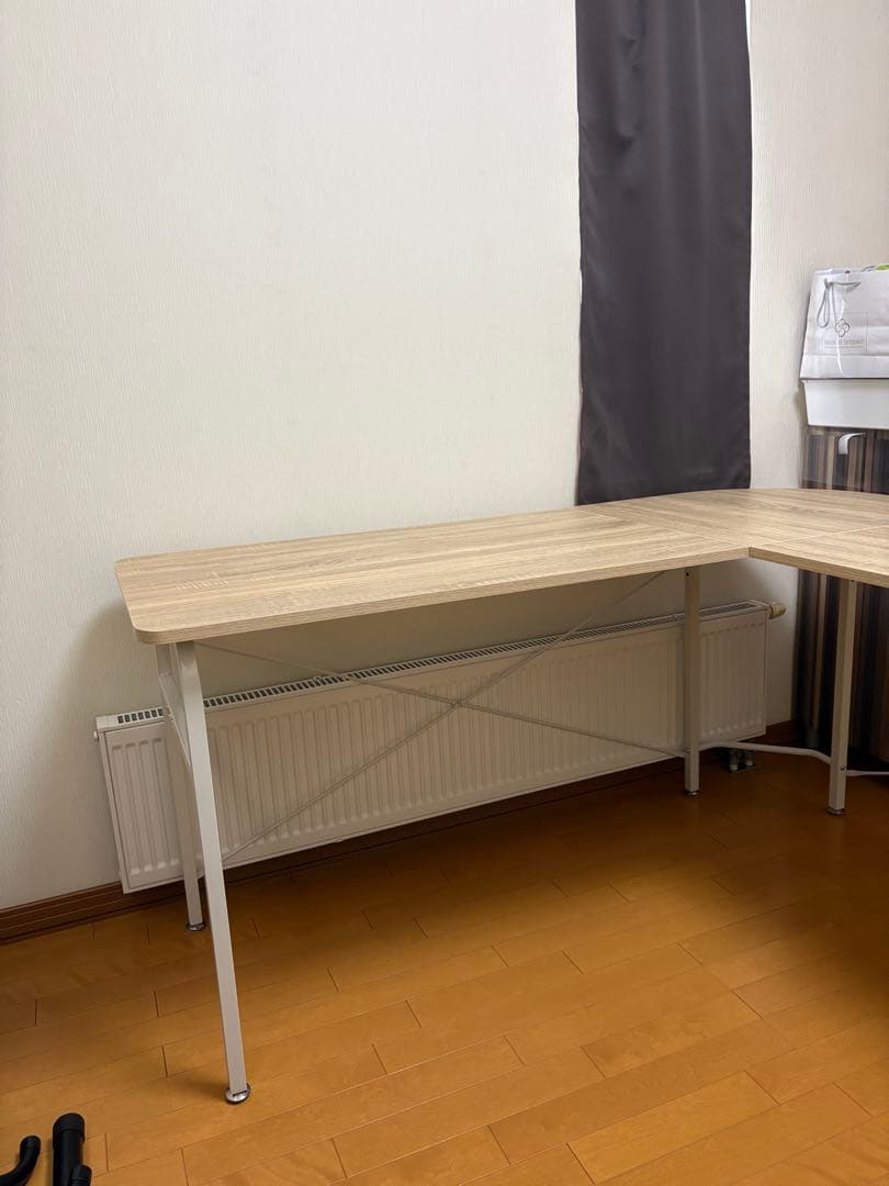 札幌市内引き取り限定　L字型デスク ライトウッド