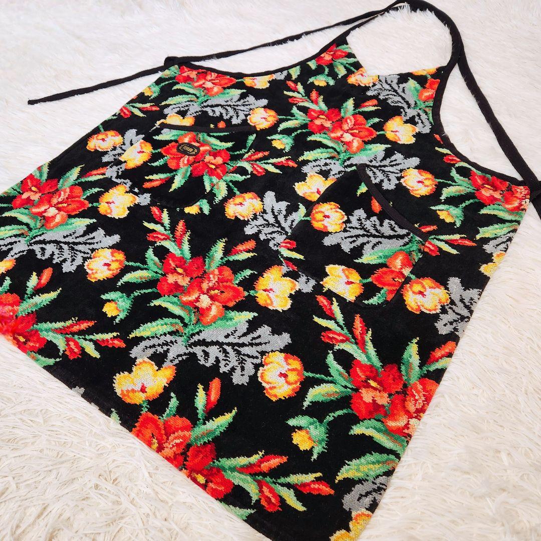 《美品》FEILER フェイラー シュニール織り ハイビスカス ラメ入りエプロン