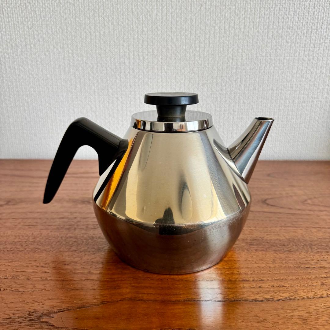 北欧ヴィンテージ　ステンレスケトル　やかん