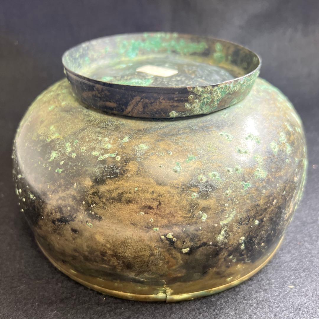 中国漢代　古銅鉢　396g/口径約17㎝　東Y8-0106☆2Fトヒオ