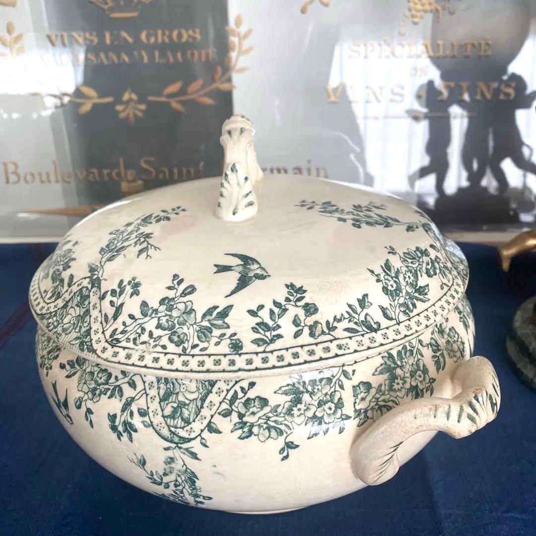 フランス アンティーク ボルドー窯 スーピエール ツバメ バード 鳥