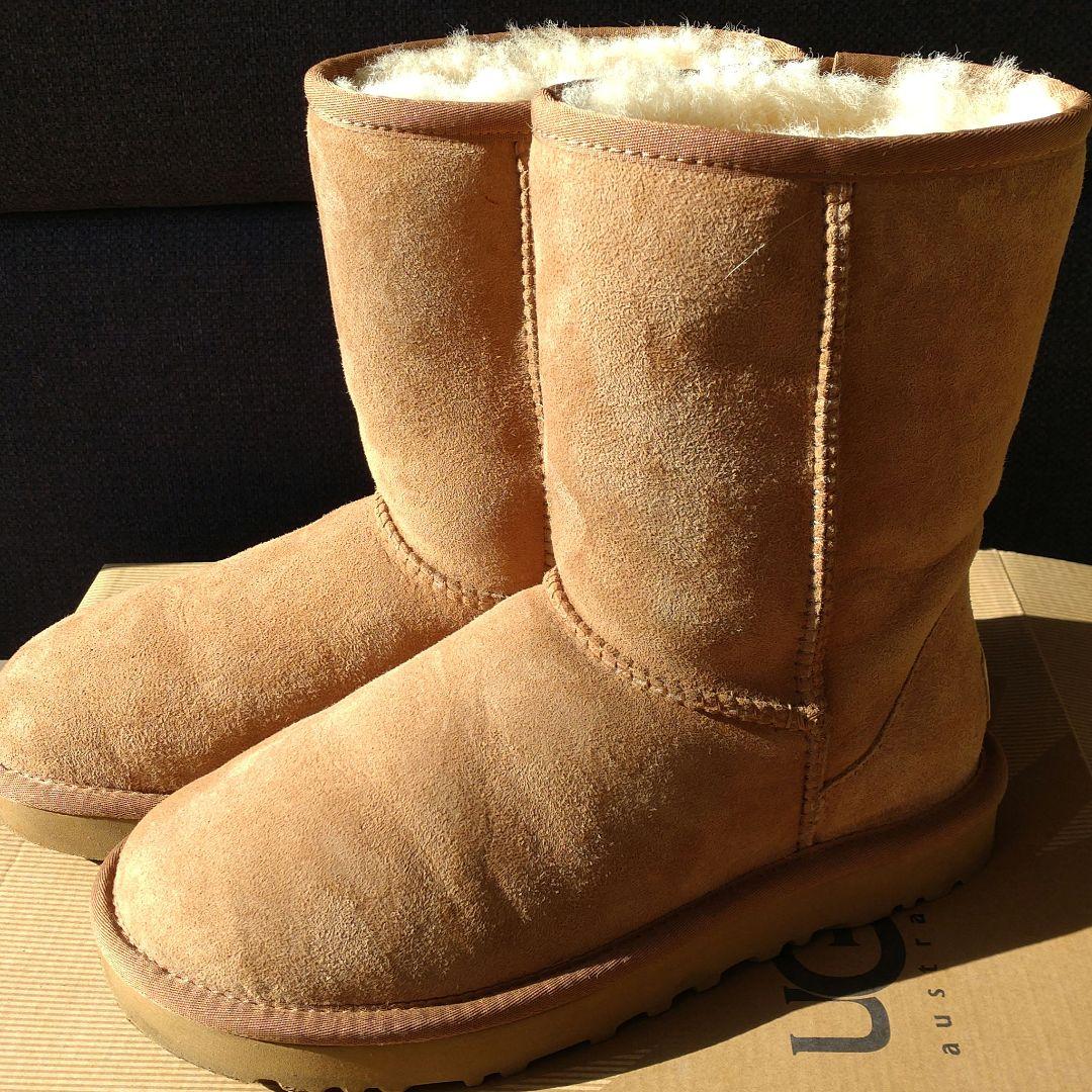 【美品】UGG ムートンブーツ　ショート　キャメル　 チェスナット　 23cm