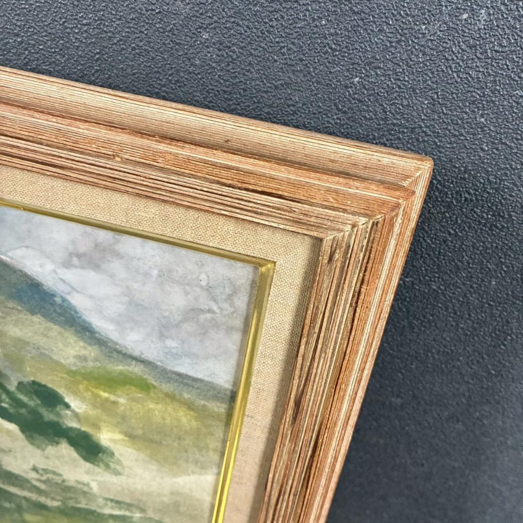 岡田伊登子「山」日本画 共シール有 署名有 額装 創画会展 山種美術館賞展