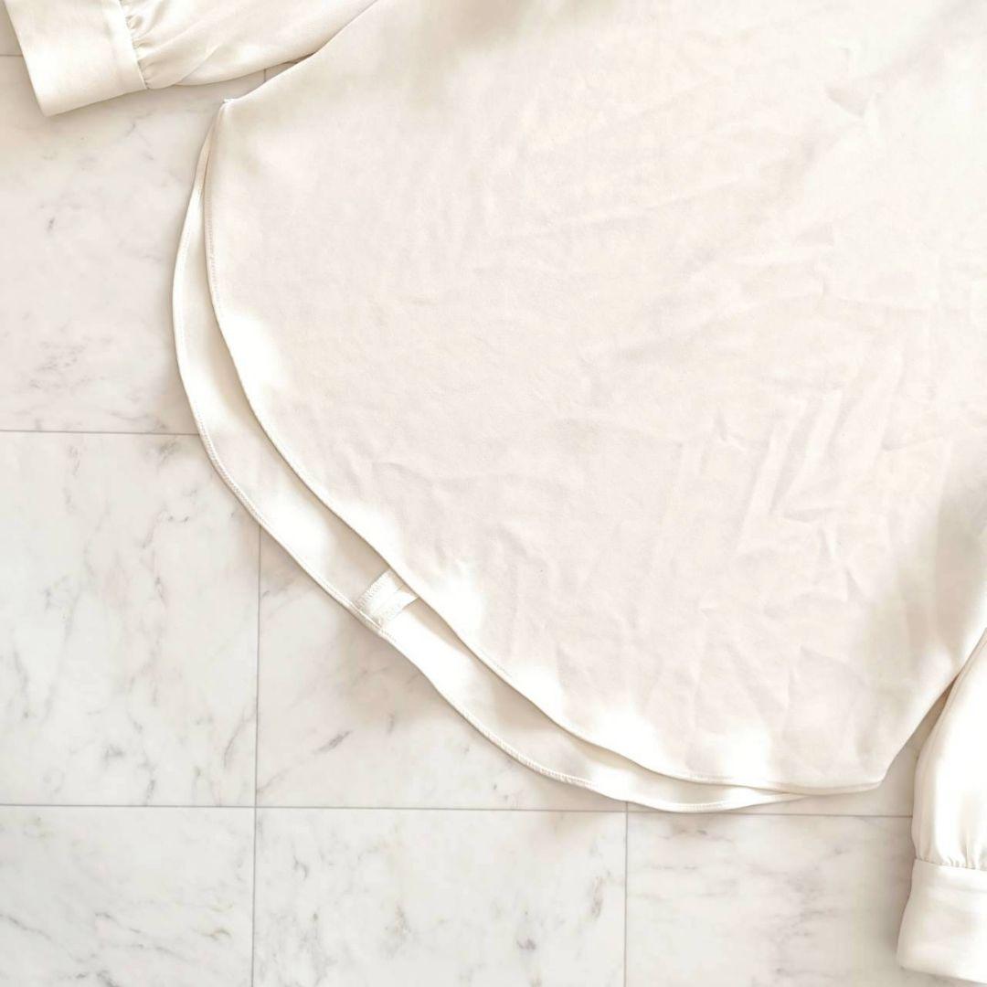 Theory 洗える スタンドカラー フォーマル ブラウス アイボリー