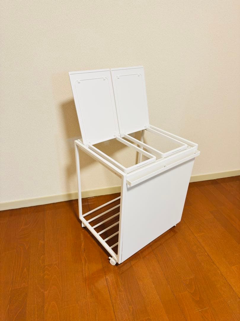 【組立済み、新品未使用】蓋付き目隠し分別ダストワゴン タワー 45L 2分別