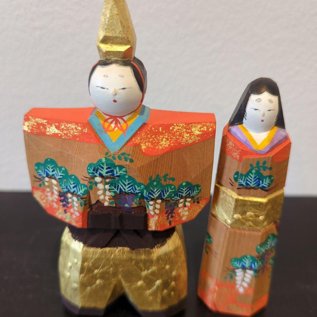 南都　松鳳作　一刀彫　雛　立雛