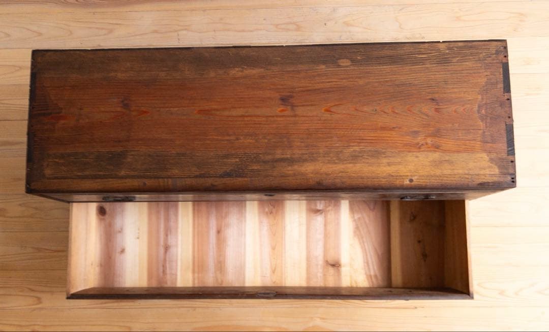 ローボード　無垢材　木製　収納棚　2段　古道具　古家具　ビンテージ　アンティーク