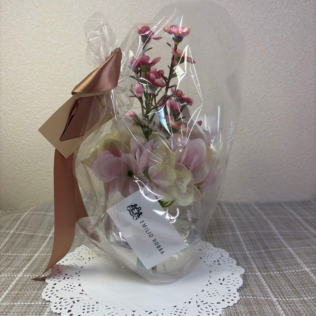 エミリオロバ アーティフィシャルフラワー 蘭 胡蝶蘭 ガラスベース ショッパー付