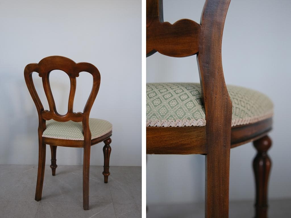 英国アンティーク木製バルーンバックダイニングチェア/サロンイス(90-121-5