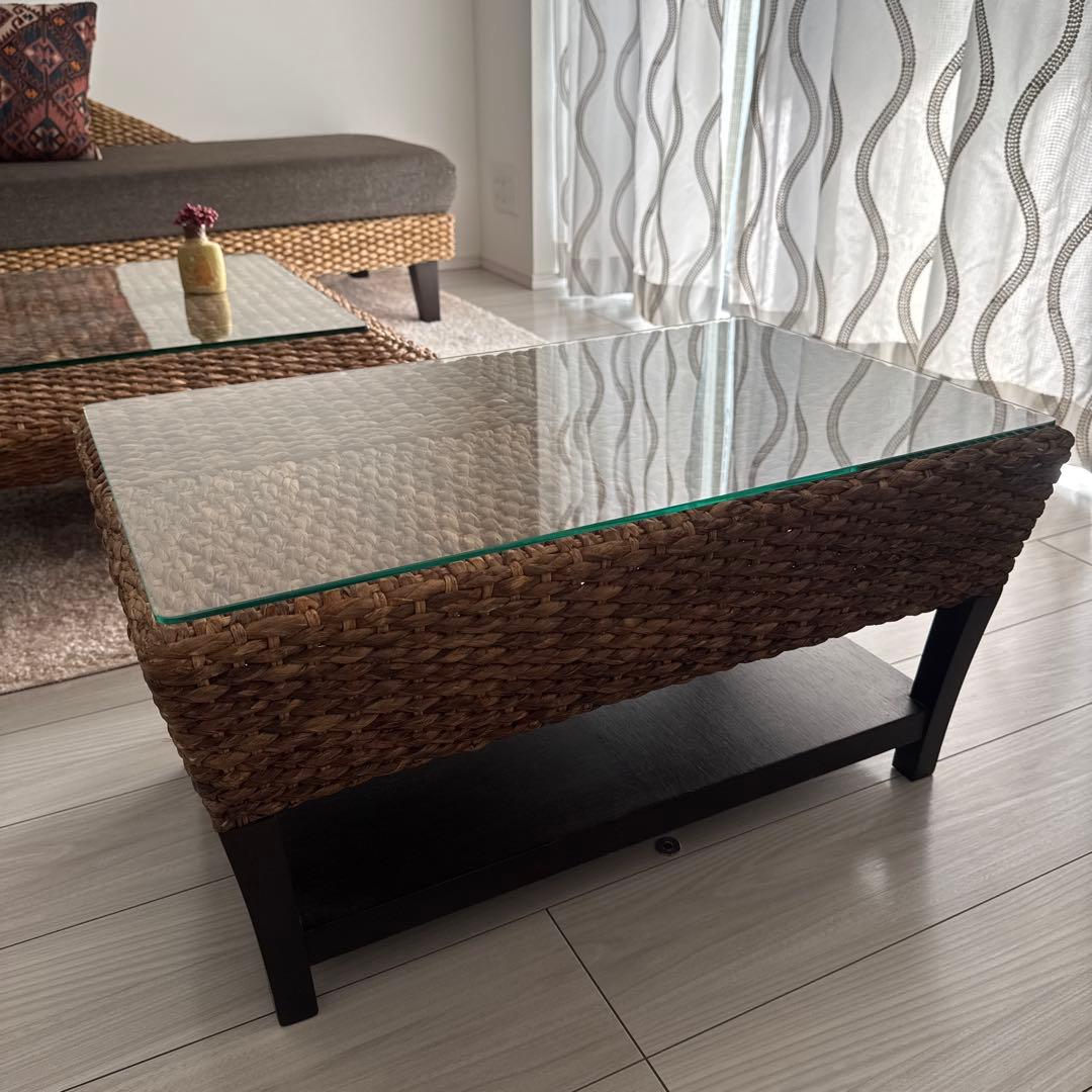 YOTHAKA ウォーターヒヤシンス　チェッカーサイドテーブル　アジアン家具