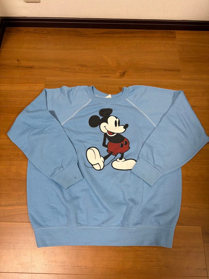 古着ヴィンテージディズニー　ミッキー　スウェット　水色　レディース