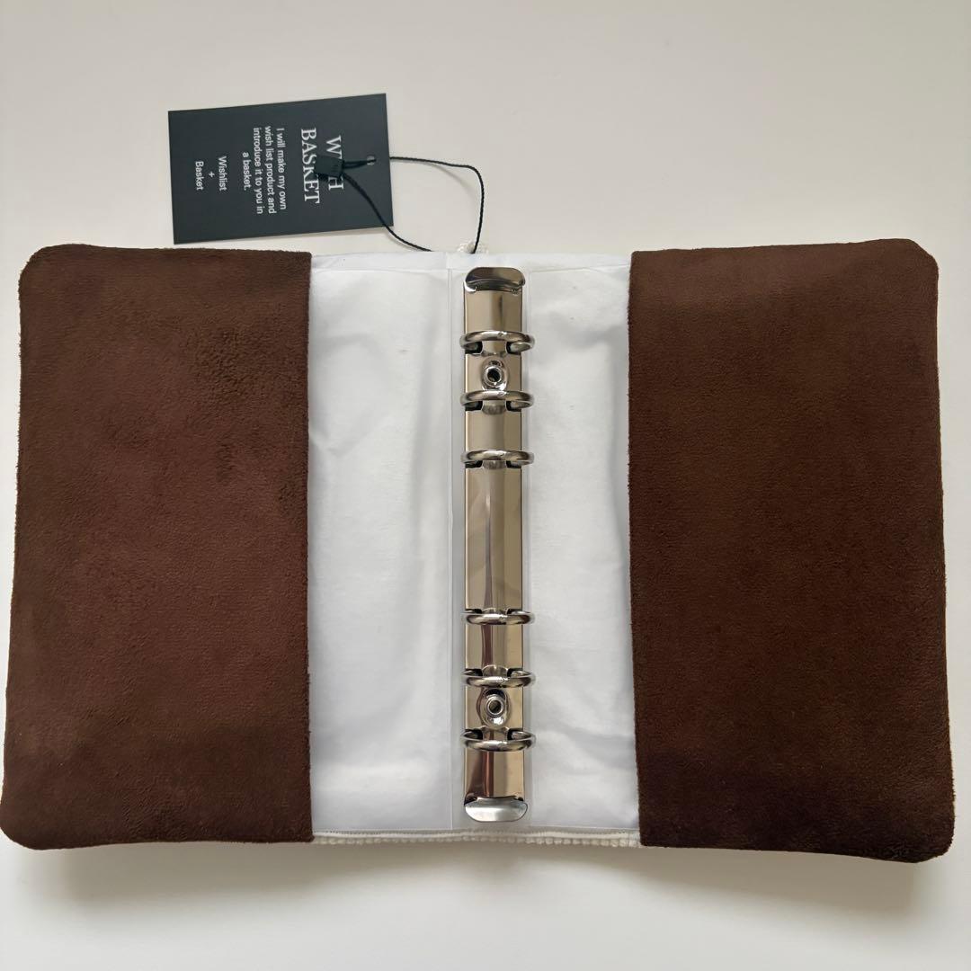 【1点のみ】バインダーカバー　アイボリー　コーデュロイ　ブラウンポケット付　A6