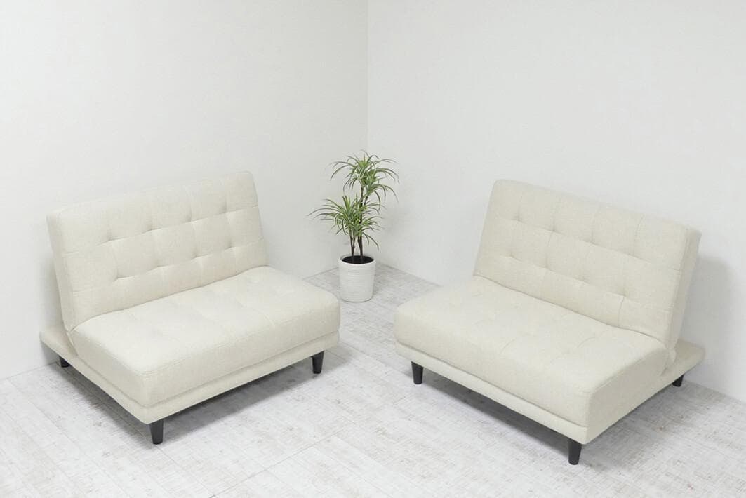 New離せるソファーベッド (クリーム)　オフホワイト白系