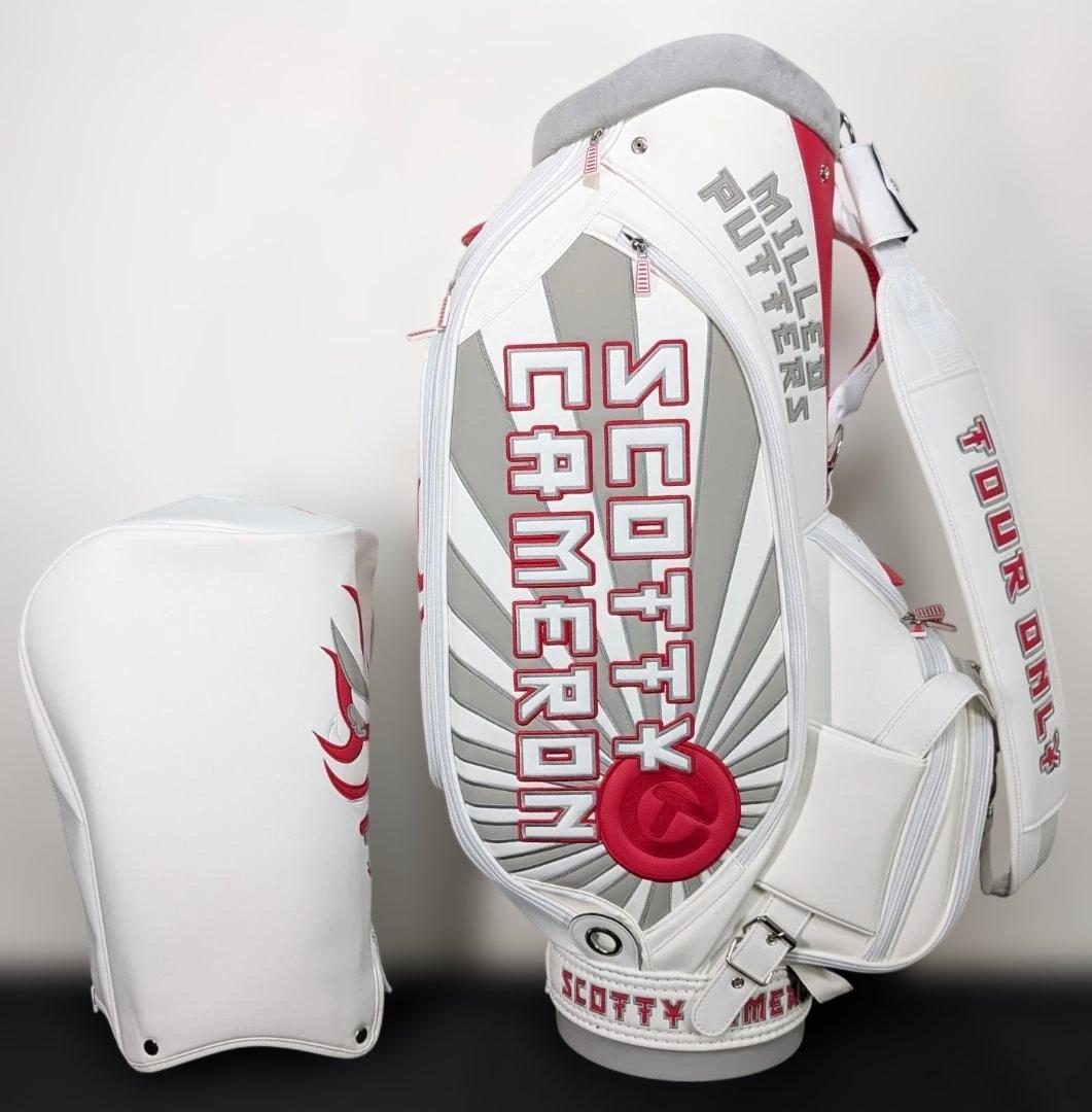 9.5型キャディバッグ　カート型　ホワイト　KABUKI　シングルストラップ