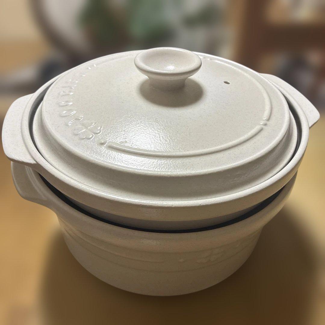 【未使用】セラポット　cesapot ホワイト　深鍋浅鍋　網　フタ　4点セット