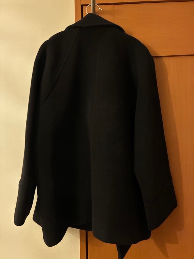 【Spick & Span】W/Nyモッサステンカラーショートコート　ブラック