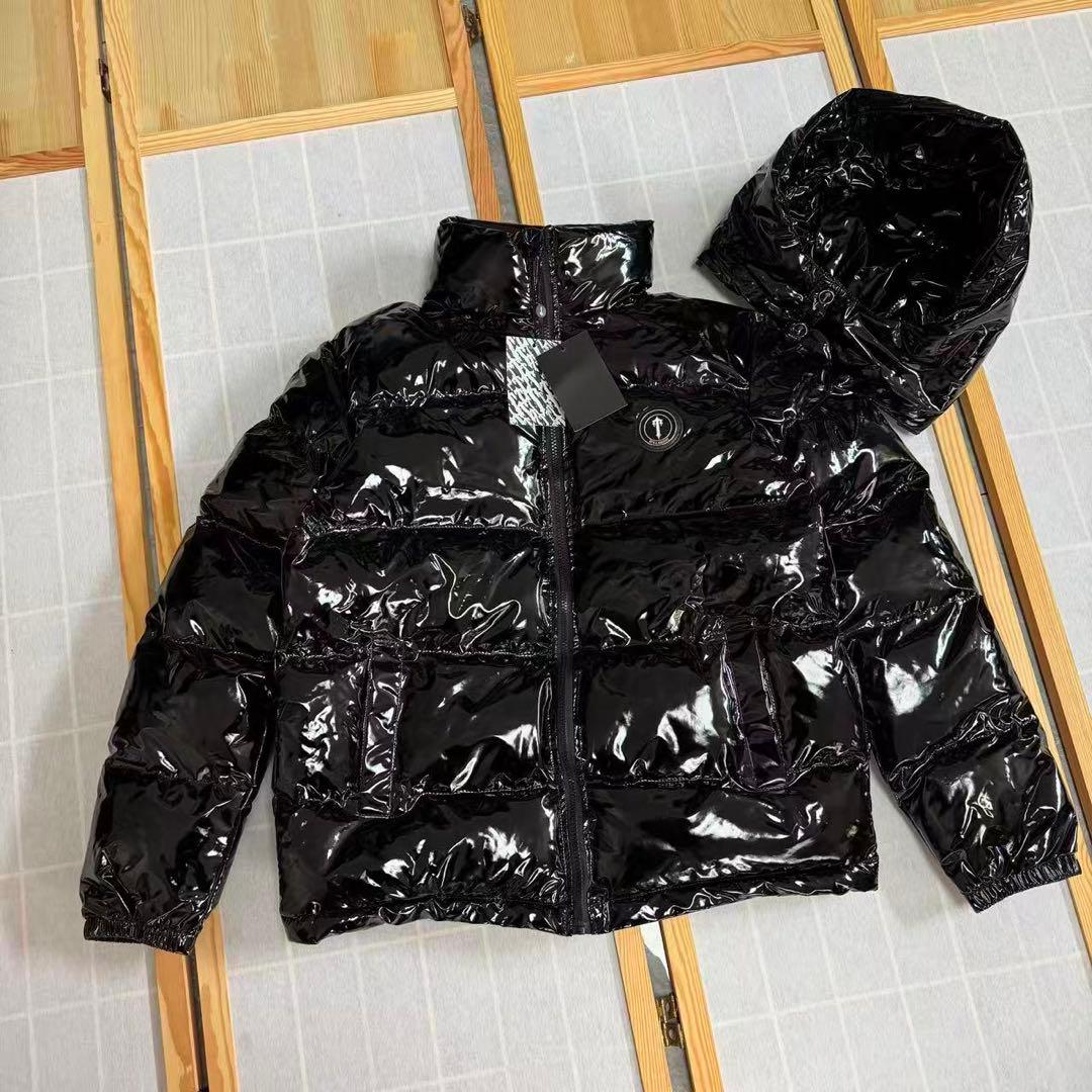 新品 TRAPSTAR 光沢ブラック ダウンジャケット Sサイズ i