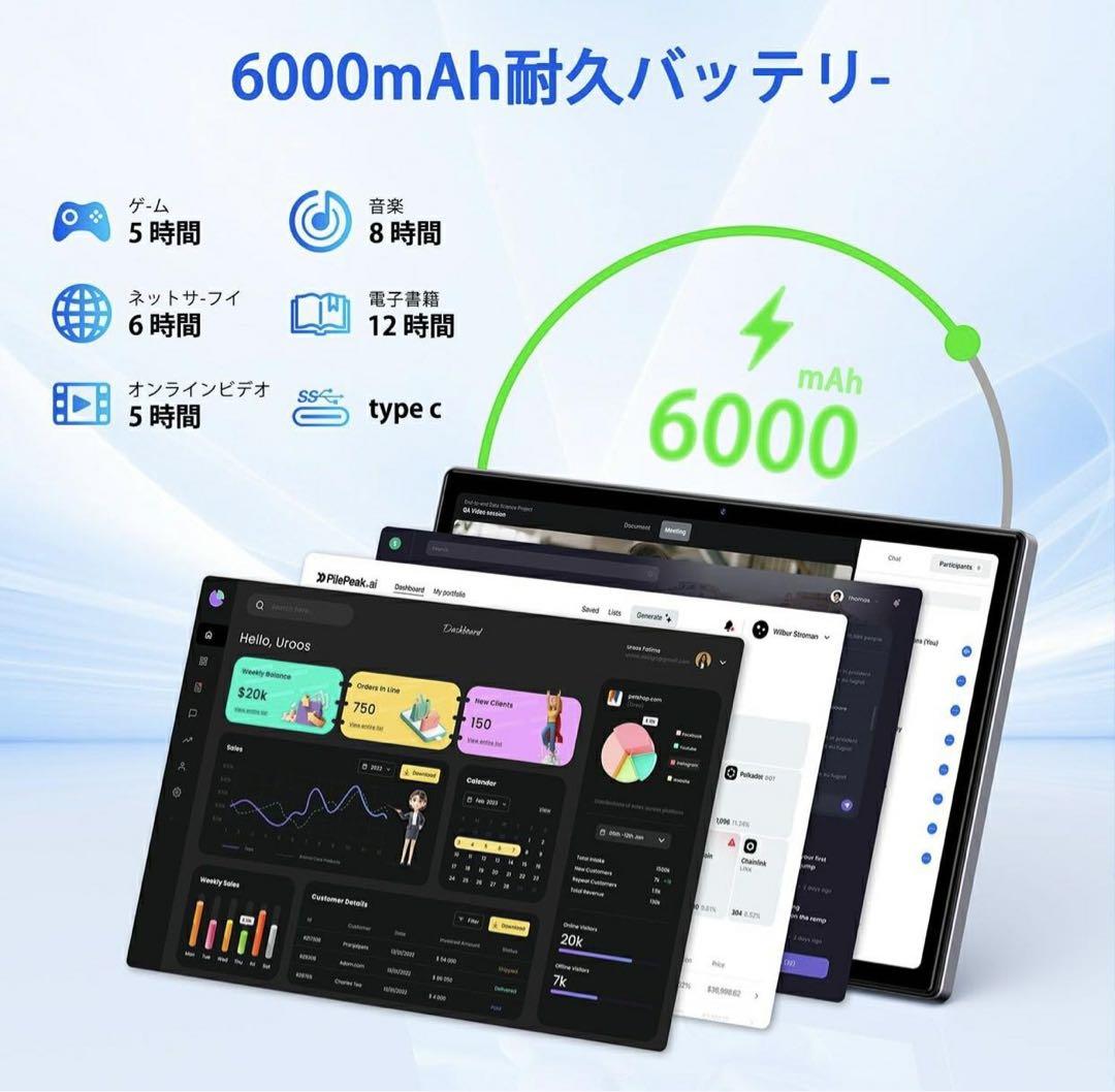 Android 14 タブレット 10.1インチ 12GB RAM