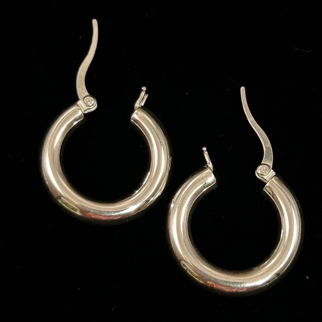 シルバー925 Silver フープピアス/フルハンドメイド/軽研磨仕上げ/両耳