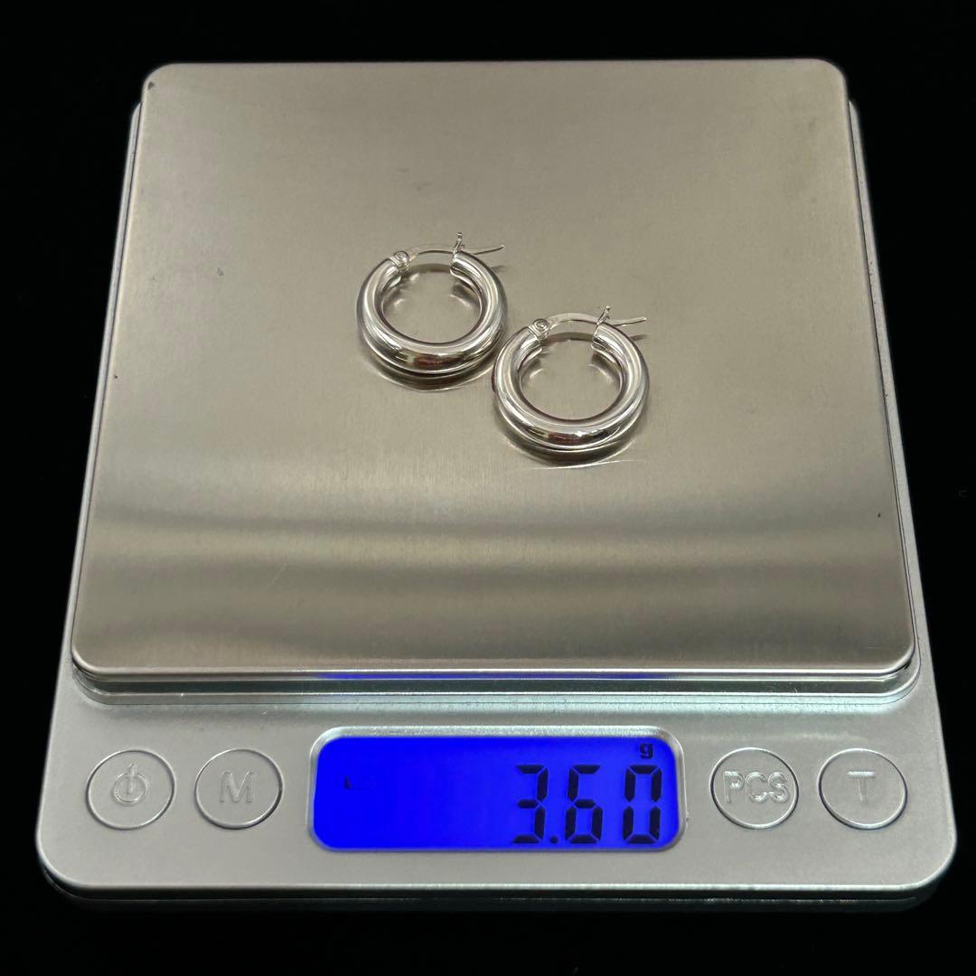 シルバー925 Silver フープピアス/フルハンドメイド/軽研磨仕上げ/両耳