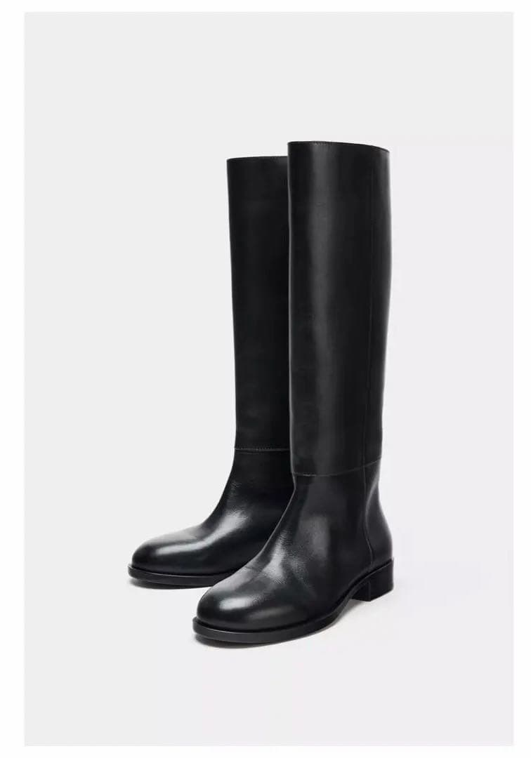 ZARA フラットリアルレザーブーツ　41 26.6㎝