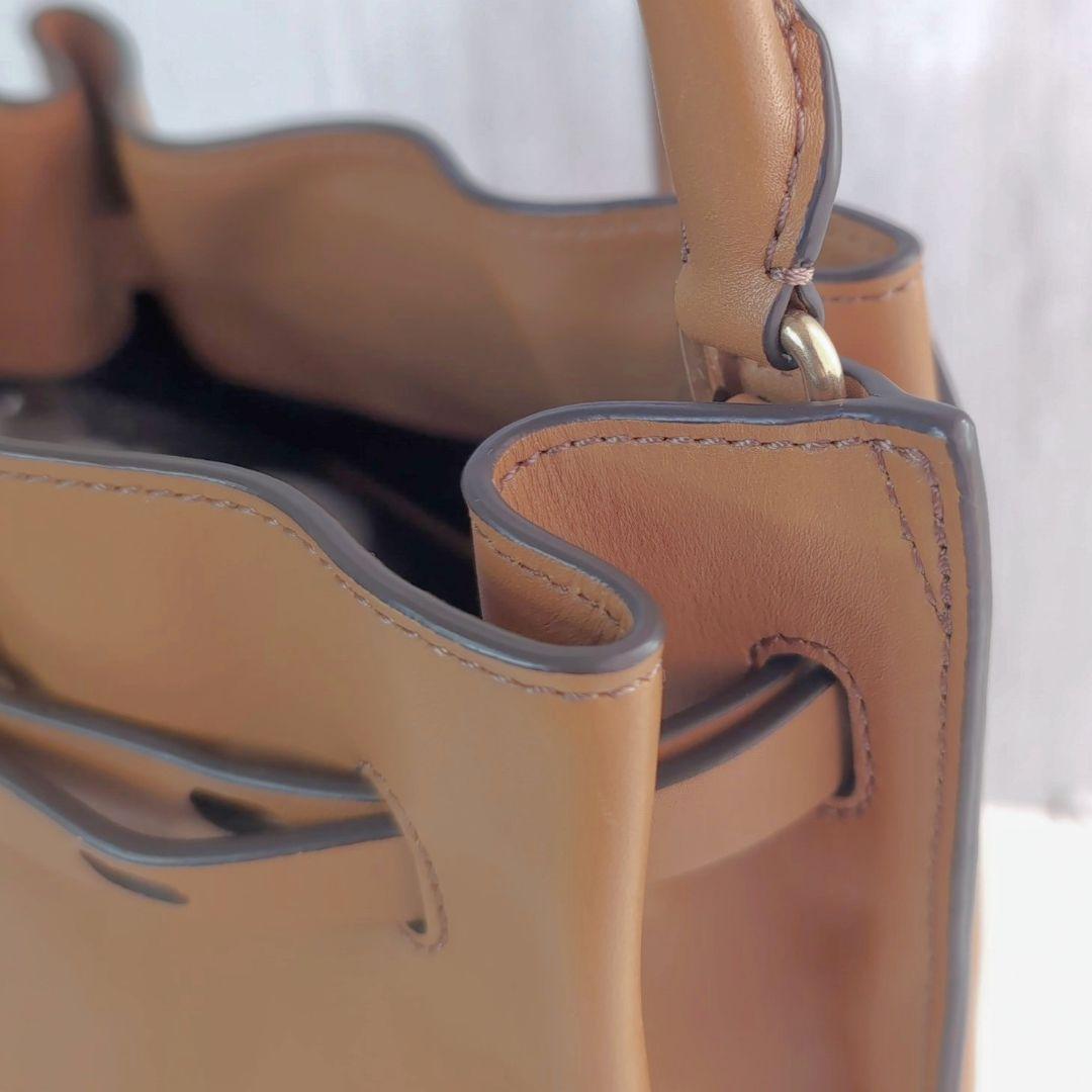 美品 ORSETTO オルセット ワンハンドル ハンドバッグ キャメル ブラウン