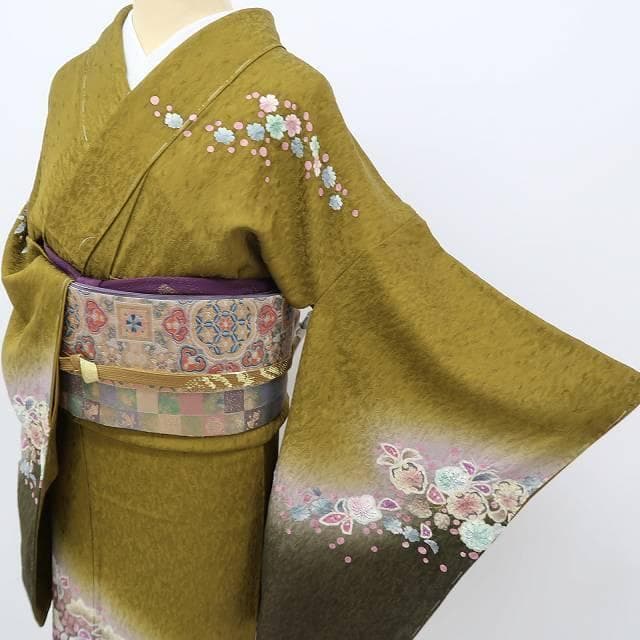 新品 仕付糸付 湯谷文雄落款 辻が花 袷 着物“花咲く夢幻の流れ”訪問着R+20