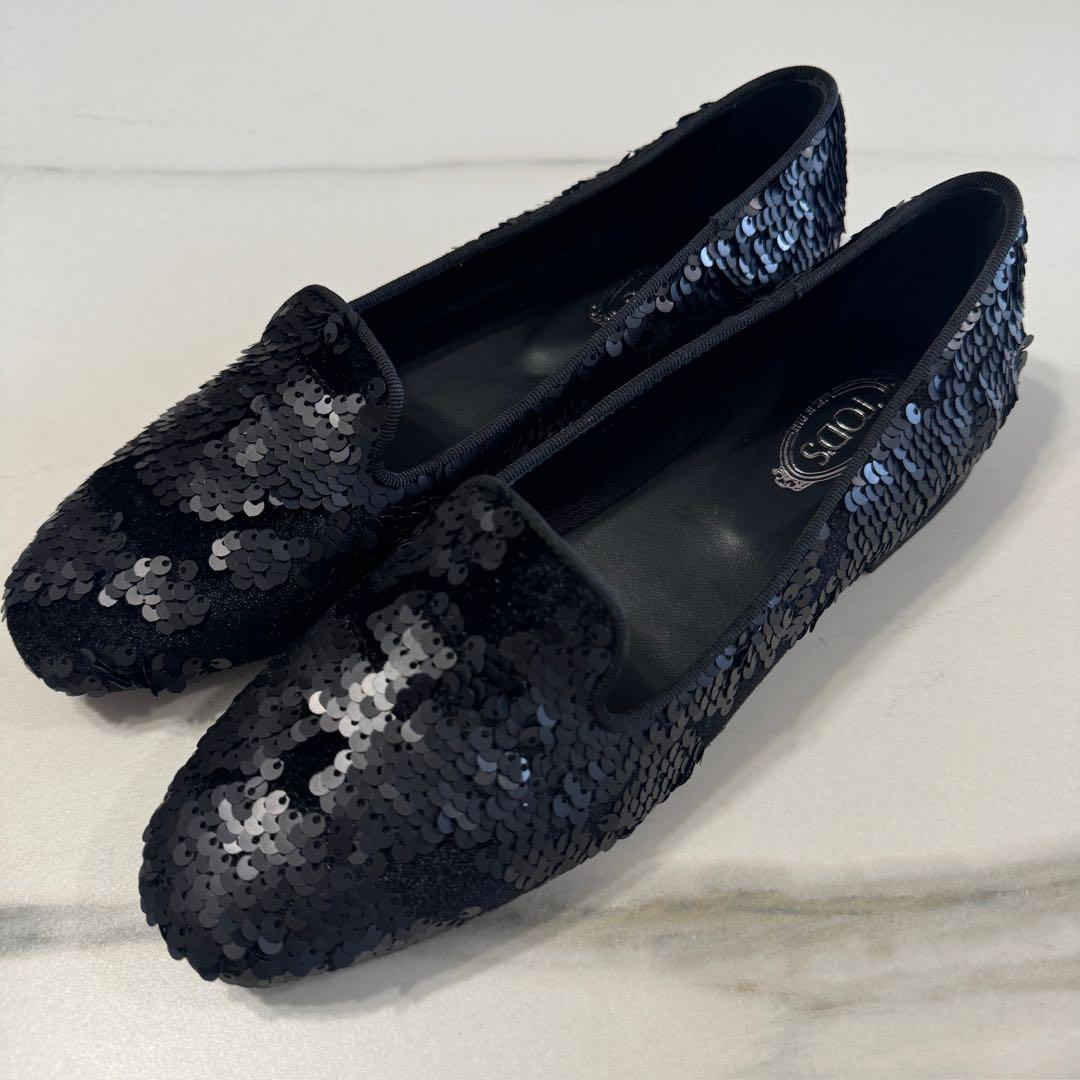 新品★【トッズ】スパンコールフラットシューズ　 35 1/2 パーティー