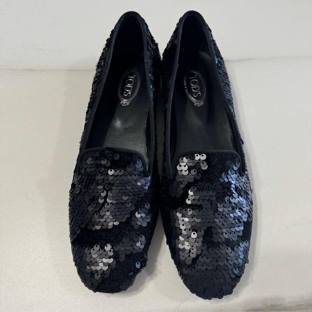 新品★【トッズ】スパンコールフラットシューズ　 35 1/2 パーティー