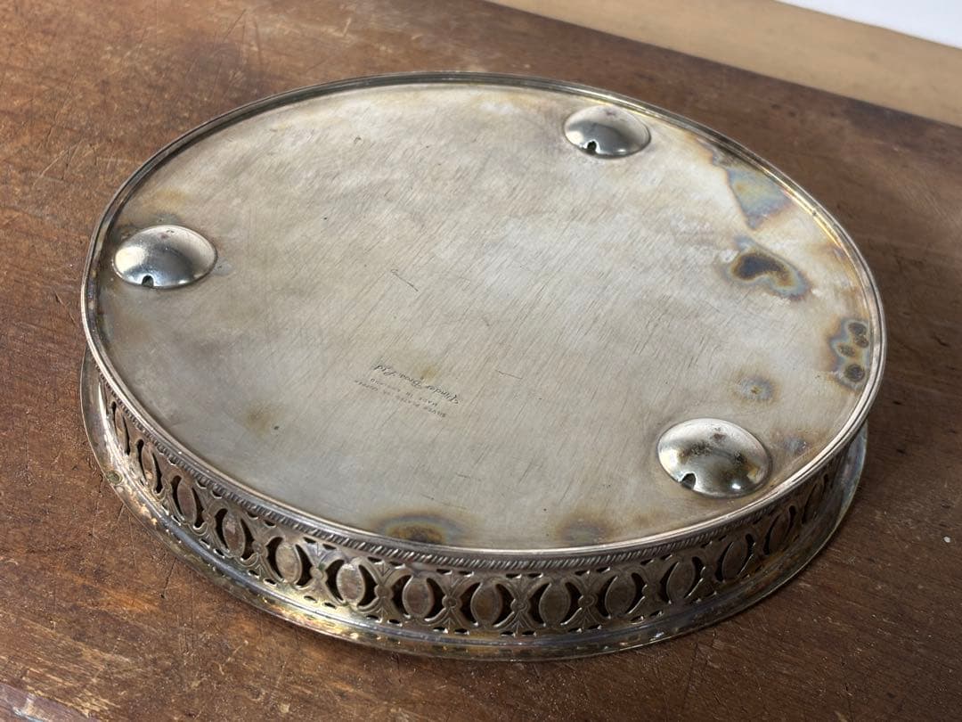イギリス SILVER PLATED On Copper 21cm トレイ