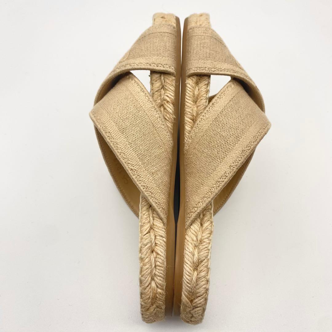 【良品】クリスチャンディオール・サンダル・エスパドリーユ・ロゴ・ベージュ