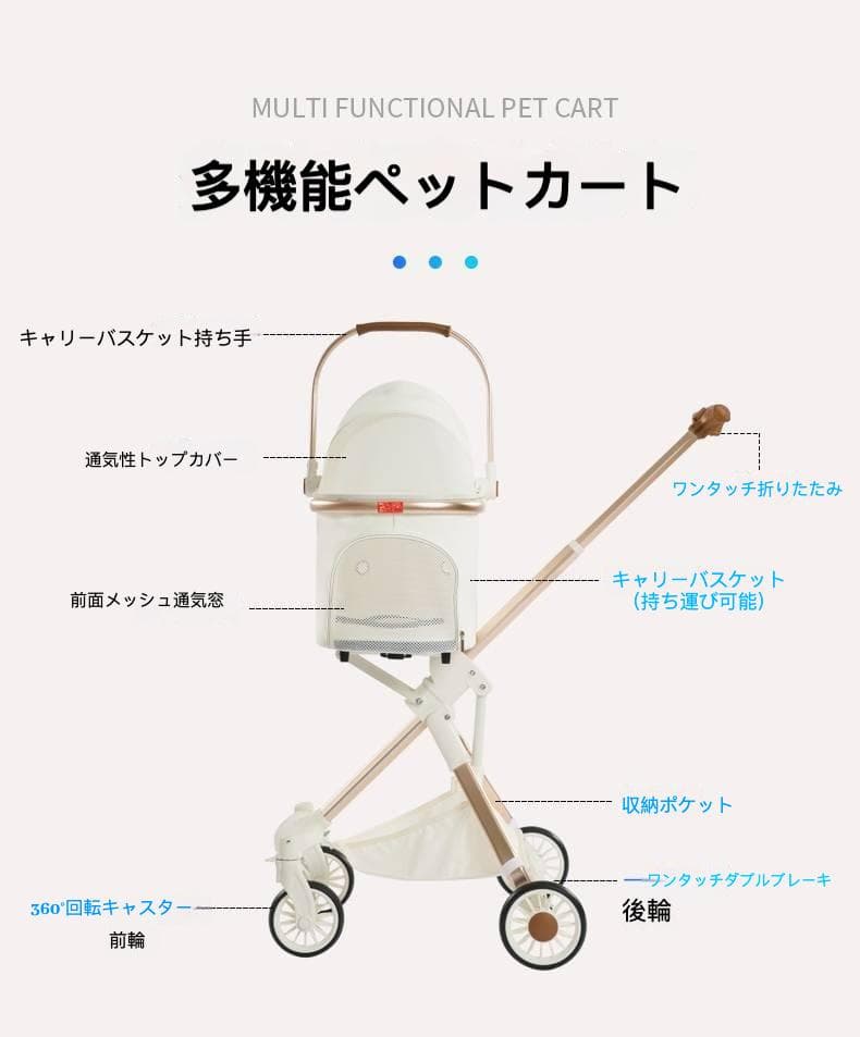 コンパクト軽量ペットカート（特許トップ折りたたみ式・600D布仕様）