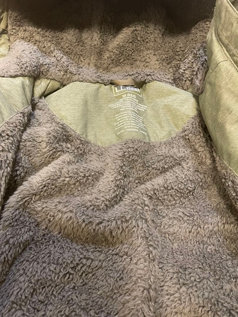 美品　L.L.Beanウィンター・ウォーマー・コート　カーキ　刺繍ロゴ　M