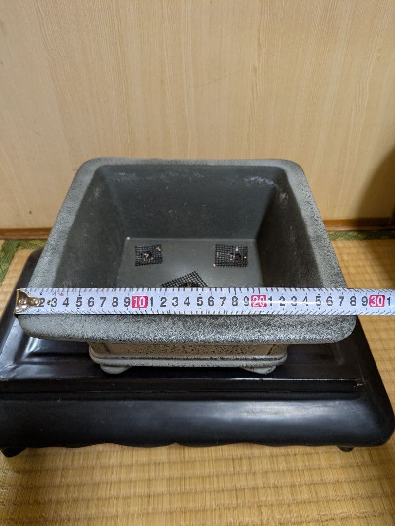 盆栽鉢　正方鉢　グレー 陶器 四角形