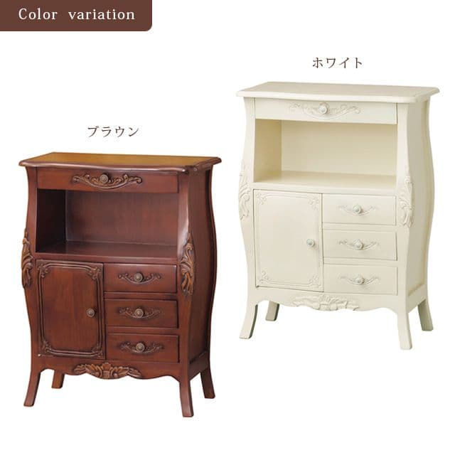 アンティーク調電話台/ファックス台 【幅60cm ブラウン】 木製/マホガニー