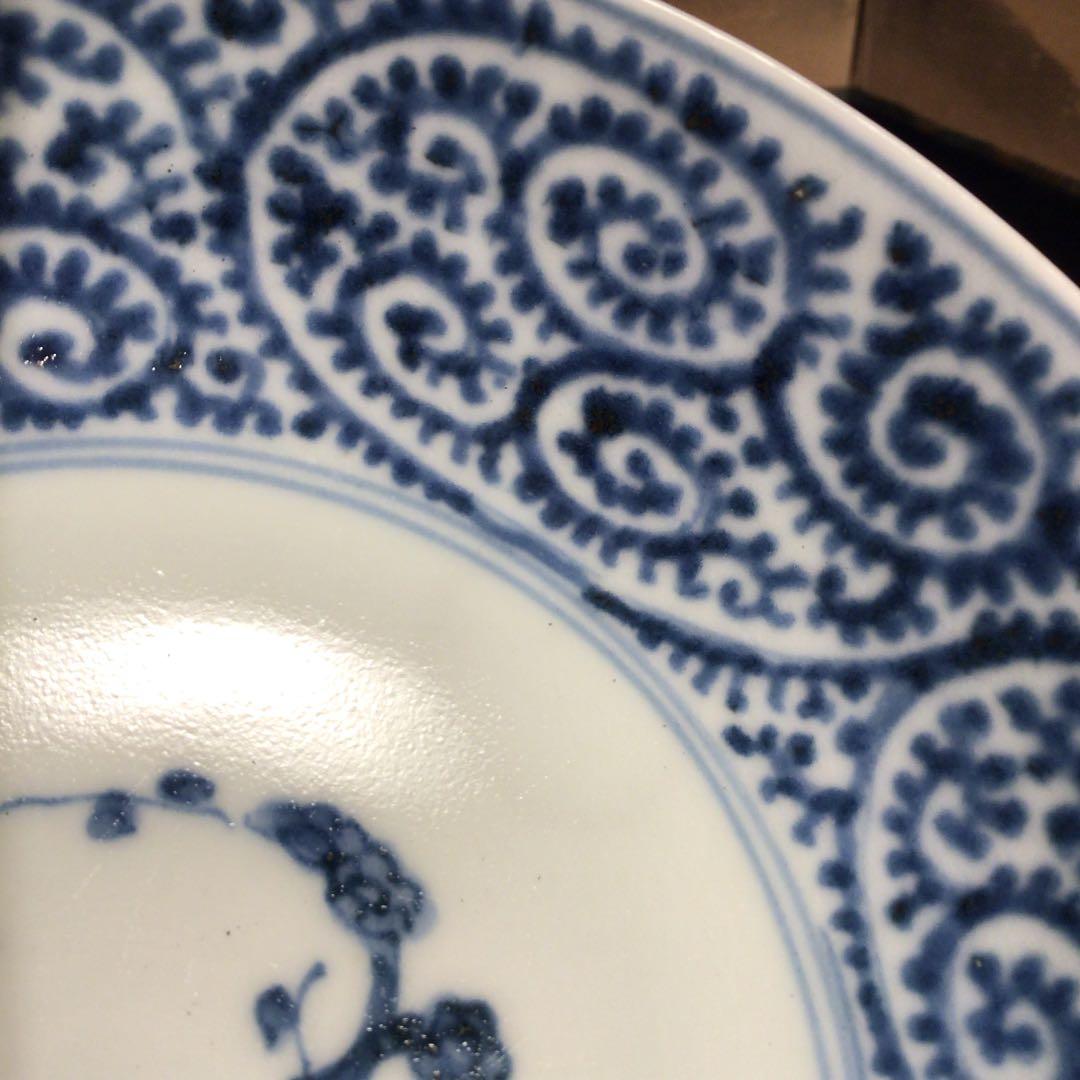 A344 古伊万里　染付　蛸唐草紋様　膾皿　　4客